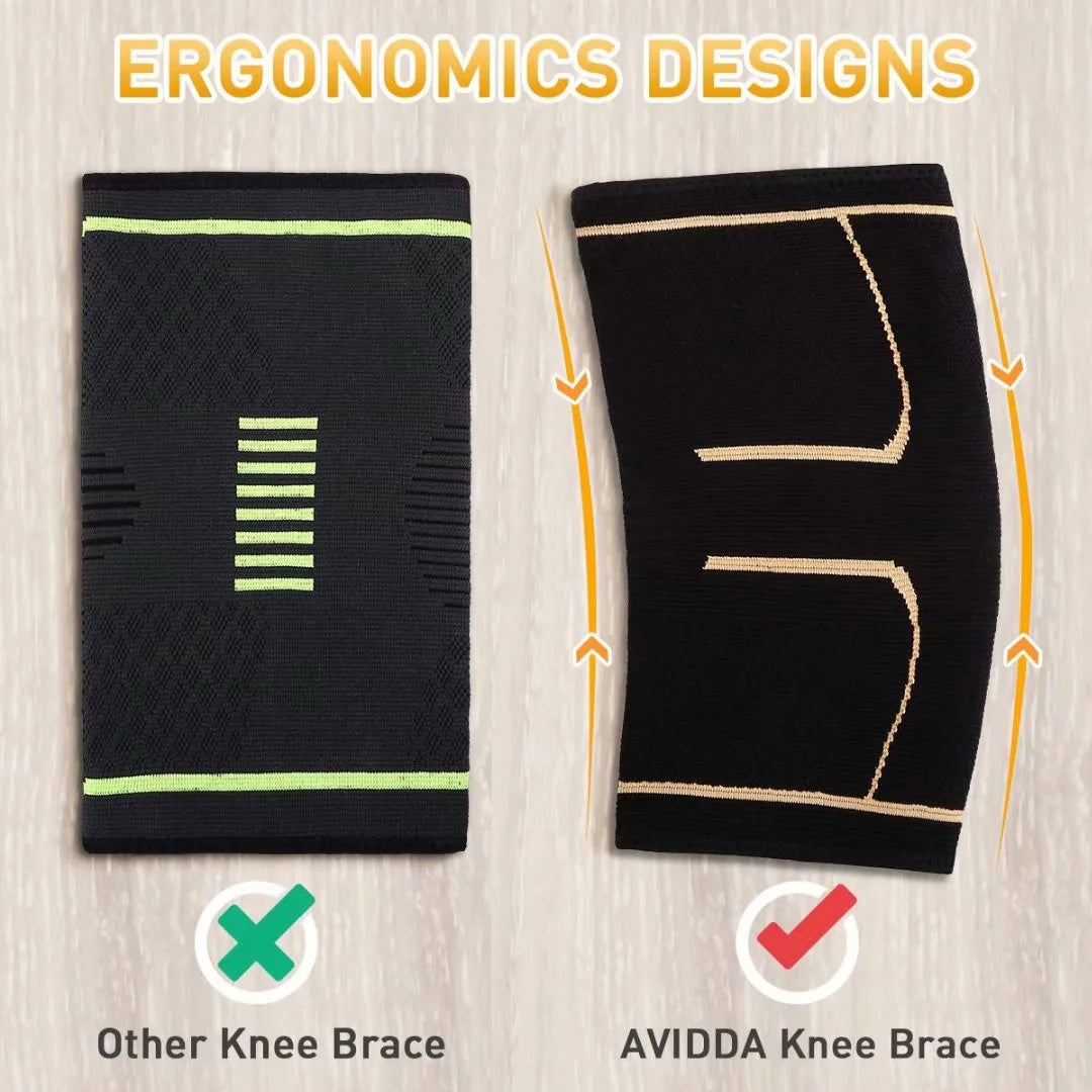 2 Pack Knee Brace Support Knee Compression Sleeve for Men Women Joint Pain Relief Arthritis Meniscus Tear Injury Recovery Running Squats Weight Lifting Football