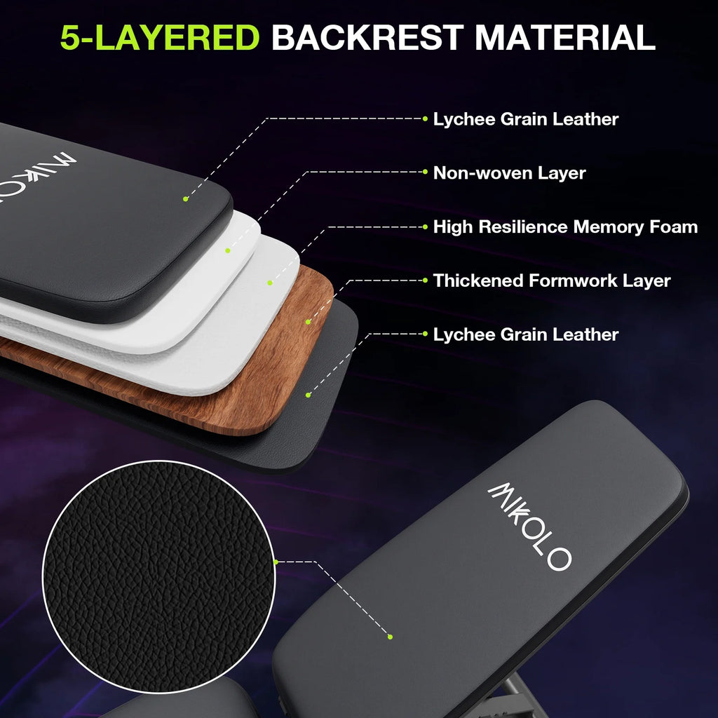 9 Positions Adjustable Weight Bench, Foldable Workout Bench with 800Lbs Weight Capacity, Bench Press Bench for Full Body Workout