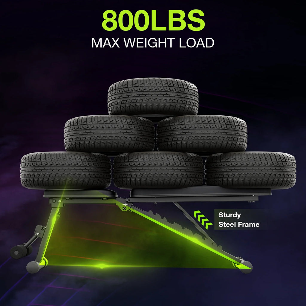 9 Positions Adjustable Weight Bench, Foldable Workout Bench with 800Lbs Weight Capacity, Bench Press Bench for Full Body Workout