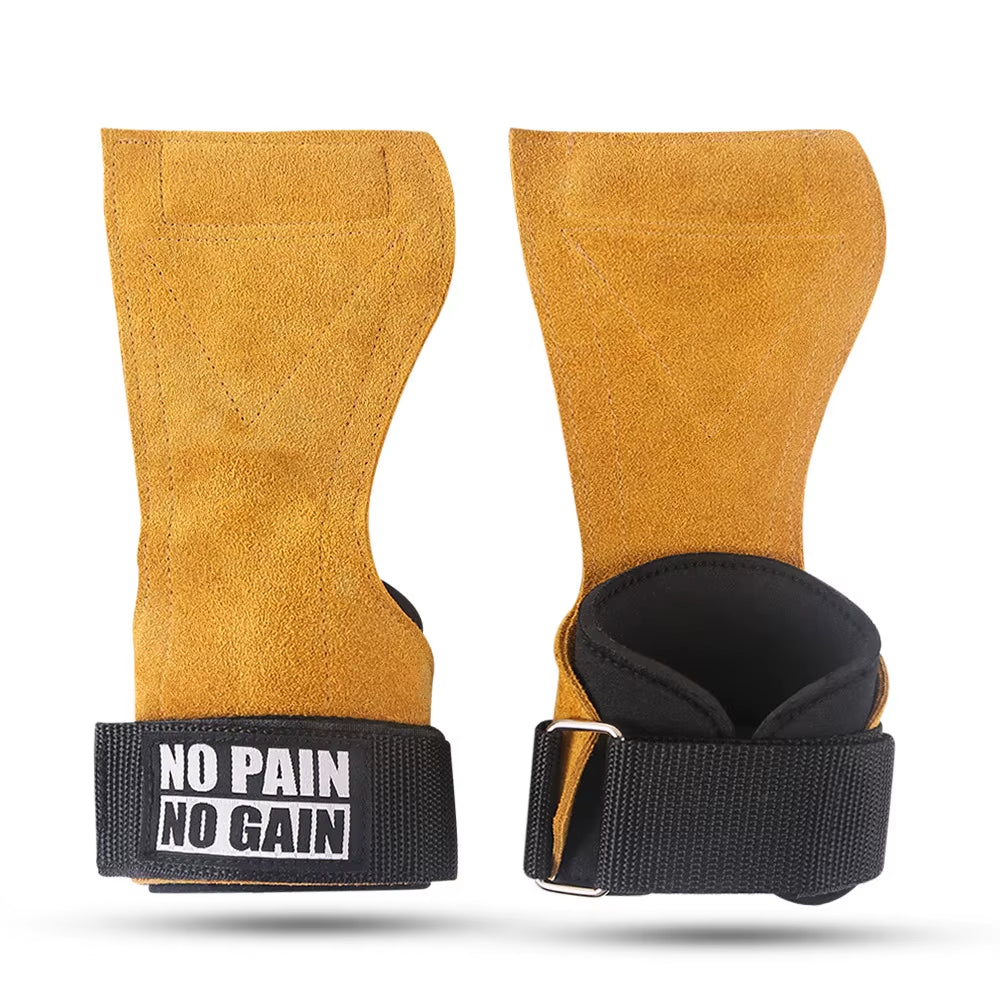 Premium Cowhide Gym Grips with Wrist Wraps - Ultimate Weightlifting Gloves for Men & Women