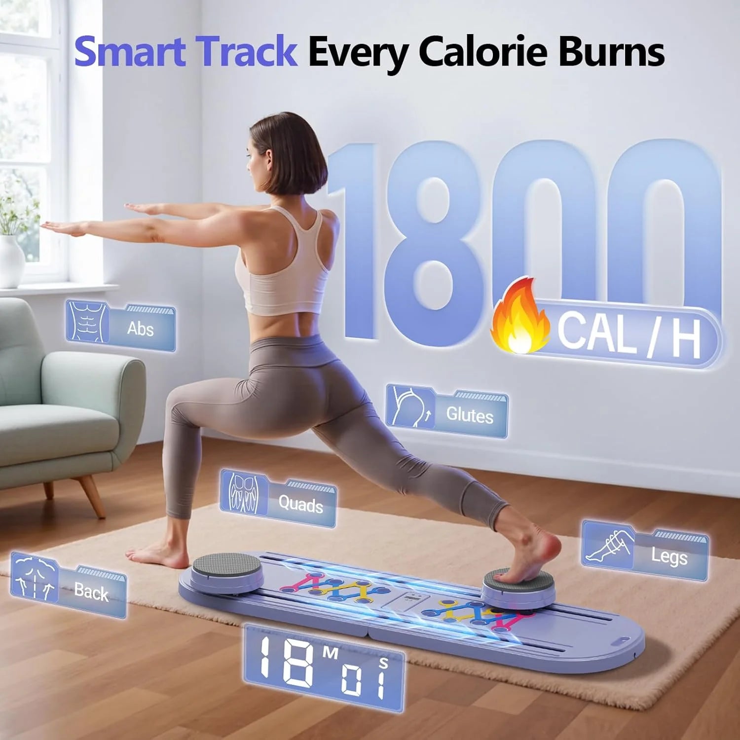 Pilates Board, Portable Pilates Reformer Machine for Home Workout, Easy-To-Use Pilates Sliding Board for Full Body Toning, Lightweight Fitness Gear for Beginners 