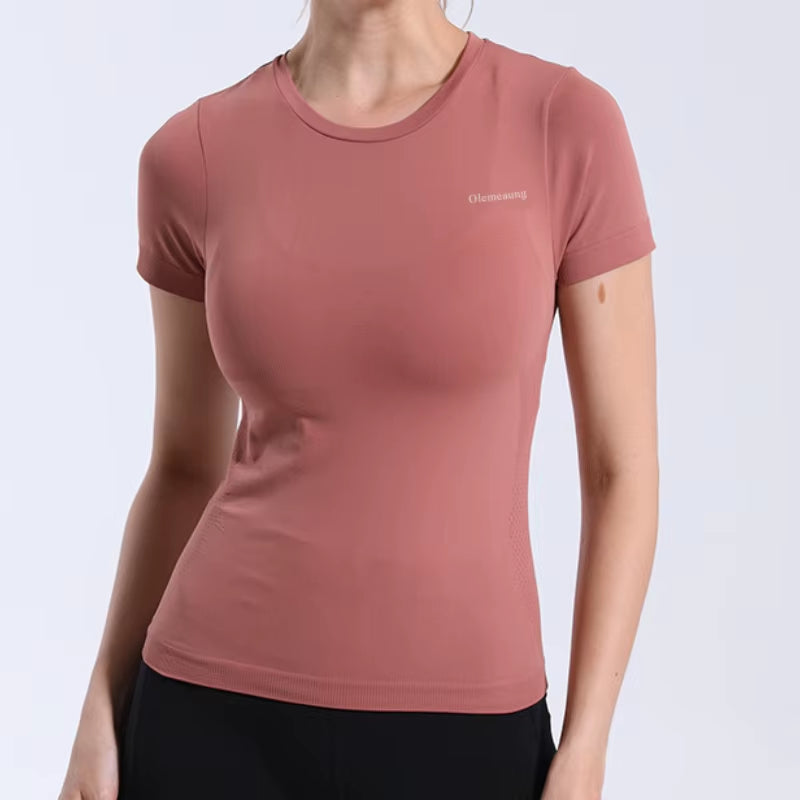 Women Short Sleeve Yoga Shirt Seamless Sport T Shirts Fitness Clothes Yoga Fitness Gym Top Running Active Wear Sport Top Female