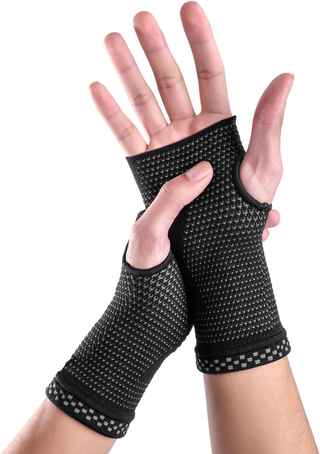 Wrist Supports 2 Pack for Left and Right Hand, Wrist Brace Compression Sleeves for Carpal Tunnel and Wrist Pain Relief, Tendonitis, Arthritis, Sports, Typing
