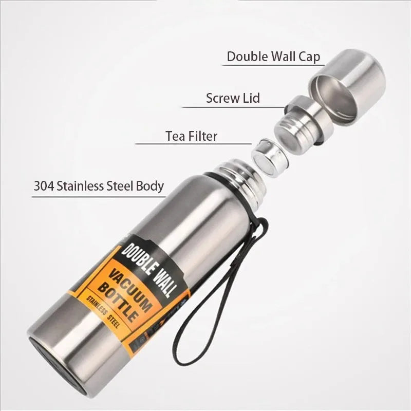 500/1000/1500Ml Stainless Steel Thermos Large Capacity Vacuum Flask Portable Insulated Tumbler with Rope Thermo Bottle