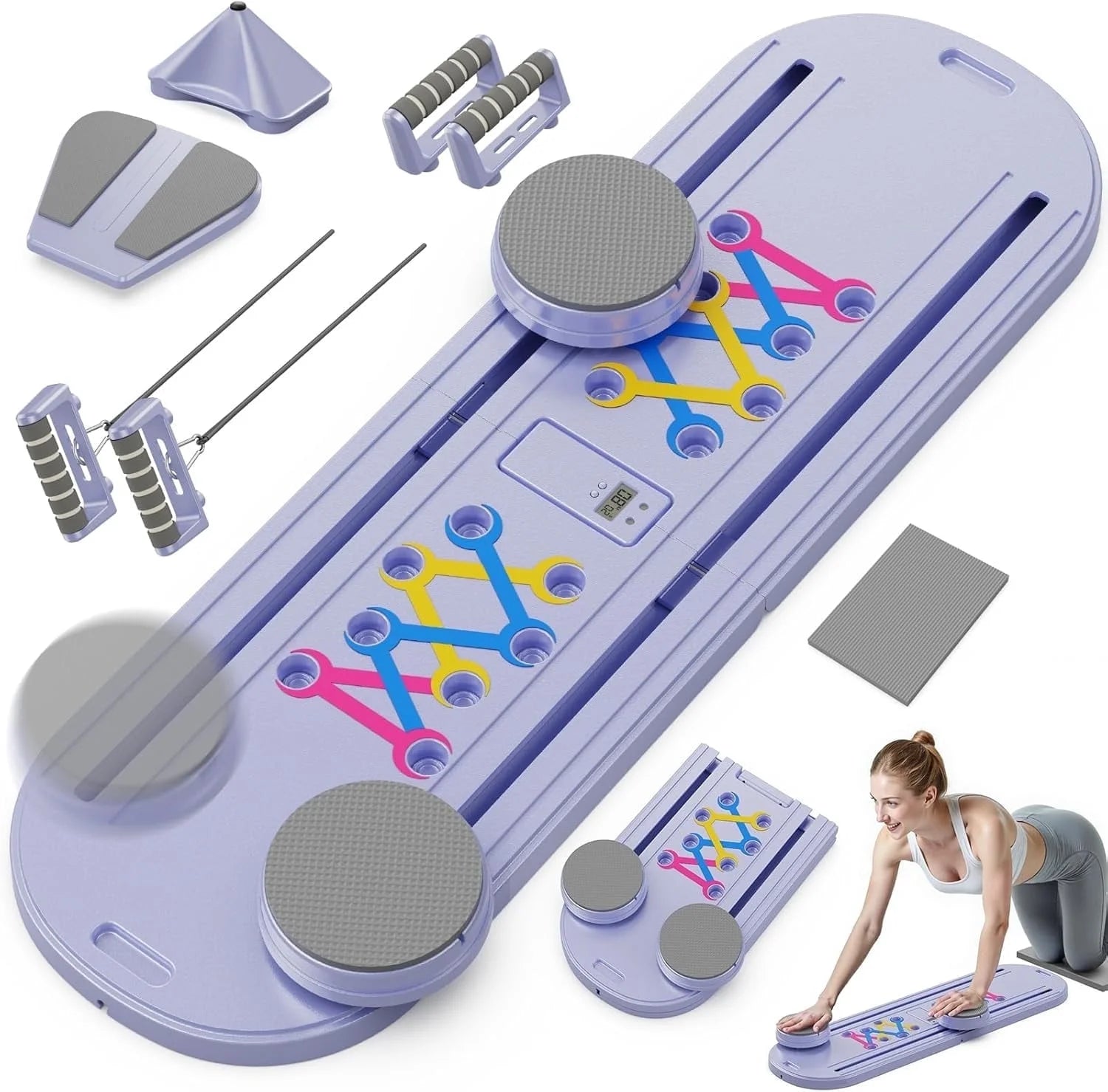 Pilates Board, Portable Pilates Reformer Machine for Home Workout, Easy-To-Use Pilates Sliding Board for Full Body Toning, Lightweight Fitness Gear for Beginners 