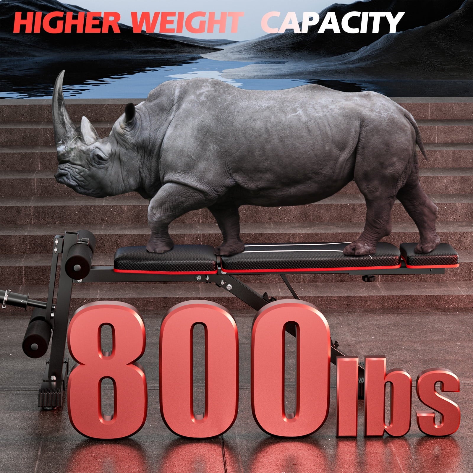 7 Positions Adjustable Weight Bench with Extended Headrest & Preacher Curl,Foldable Workout Bench Olympic Weight Bench for Home Gym Full Body Strength Training,Support up to 800Lbs