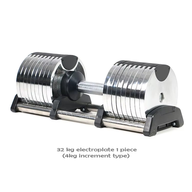 Electroplated Adjustable Dumbbells for Professional Gym Use, 32Kg Weight with 4Kg Increment, 2024 Model