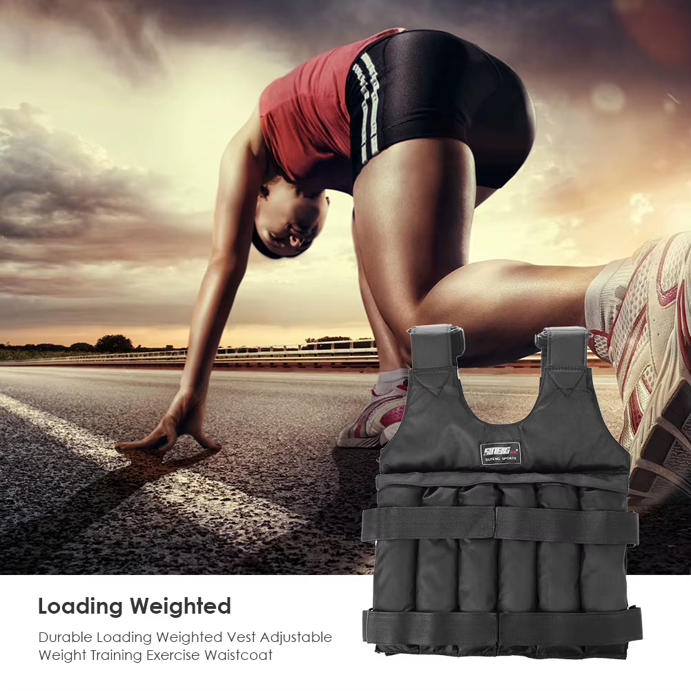 20/50Kg Loading Weighted Vest Adjustable Exercise Training Fitness Jacket Gym Workout Boxing Vest Running(Without Fillers)