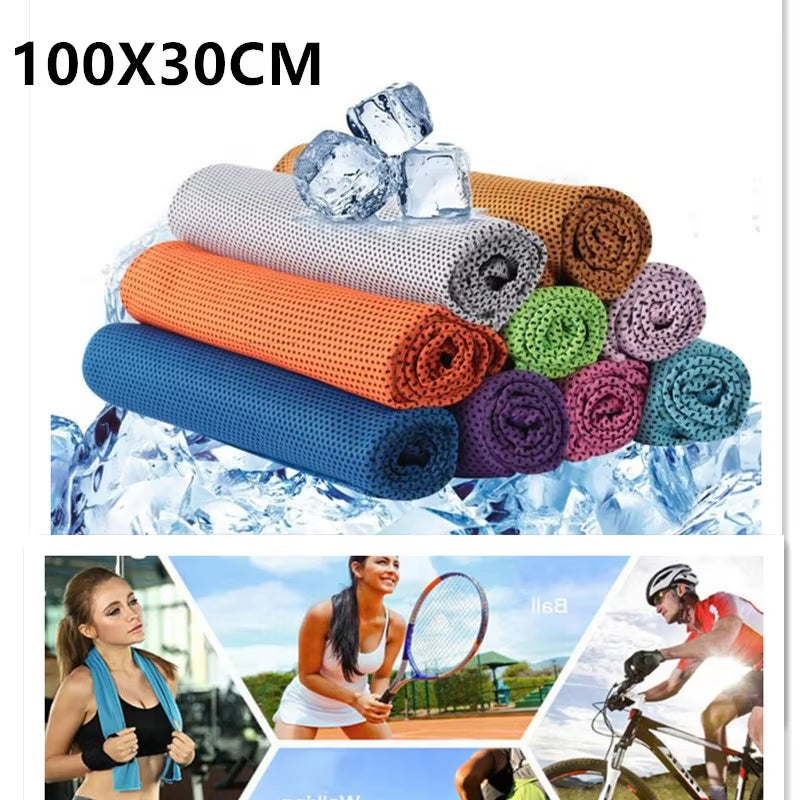 Cooling Towel Neck Wrap Lce Sports Beach Towels Cold Microfiber Cloth for Yoga Golf Gym Fitness Summer Outdoor Work100X30Cm
