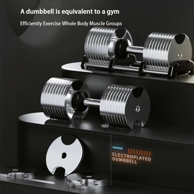 Electroplated Adjustable Dumbbells for Professional Gym Use, 32Kg Weight with 4Kg Increment, 2024 Model