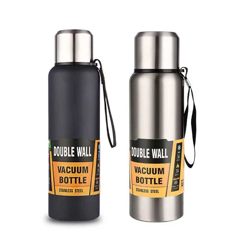 500/1000/1500Ml Stainless Steel Thermos Large Capacity Vacuum Flask Portable Insulated Tumbler with Rope Thermo Bottle
