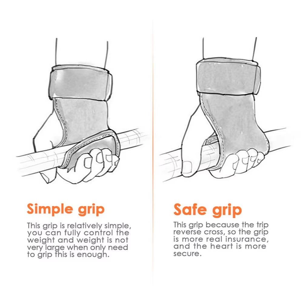 Premium Cowhide Gym Grips with Wrist Wraps - Ultimate Weightlifting Gloves for Men & Women