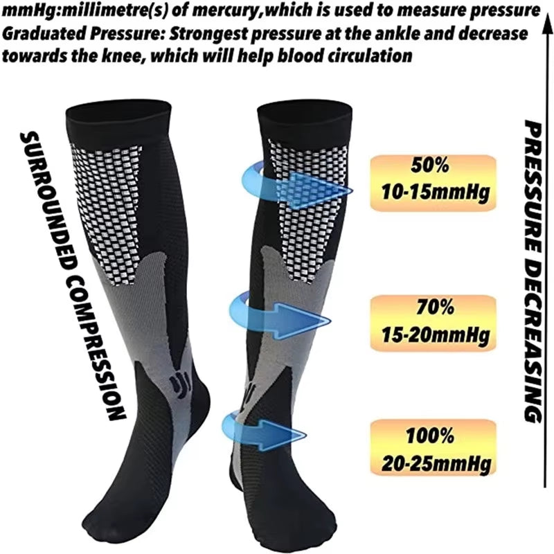 Compression Socks Medical Varicose Veins Nylon Medical Nursing Stockings Fit for Sports Black Compression Socks for anti Fatigue